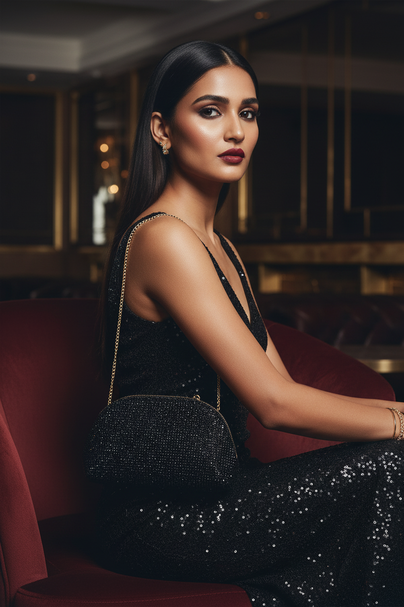 Look 9 — VIP Lounge: Black Crystal Clutch