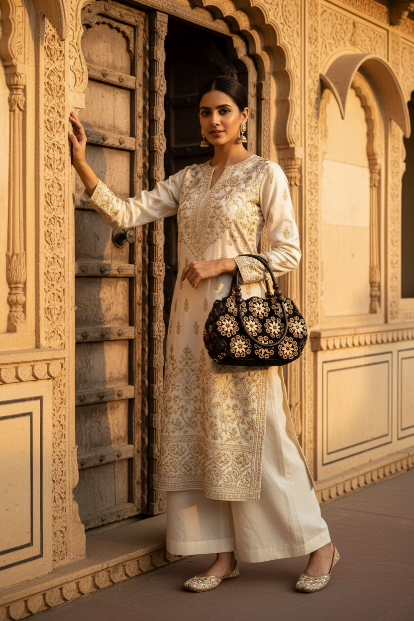Assamese Heritage Handbag – Ultra Realistic Editorial