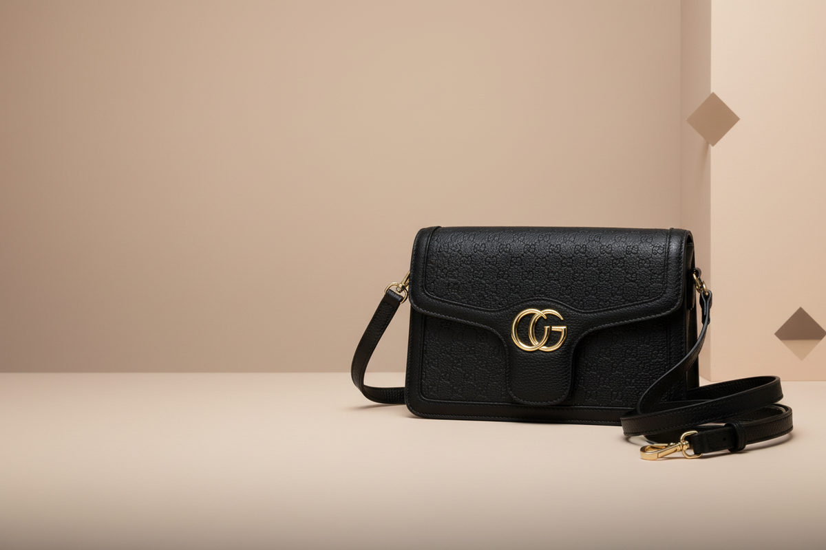 Black handbag hero with strap