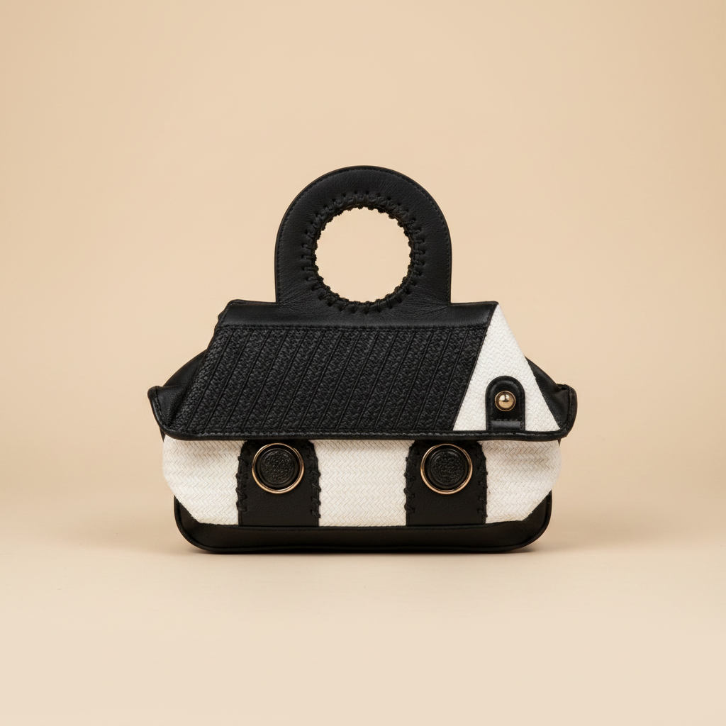 Black White Jute Sling Bag