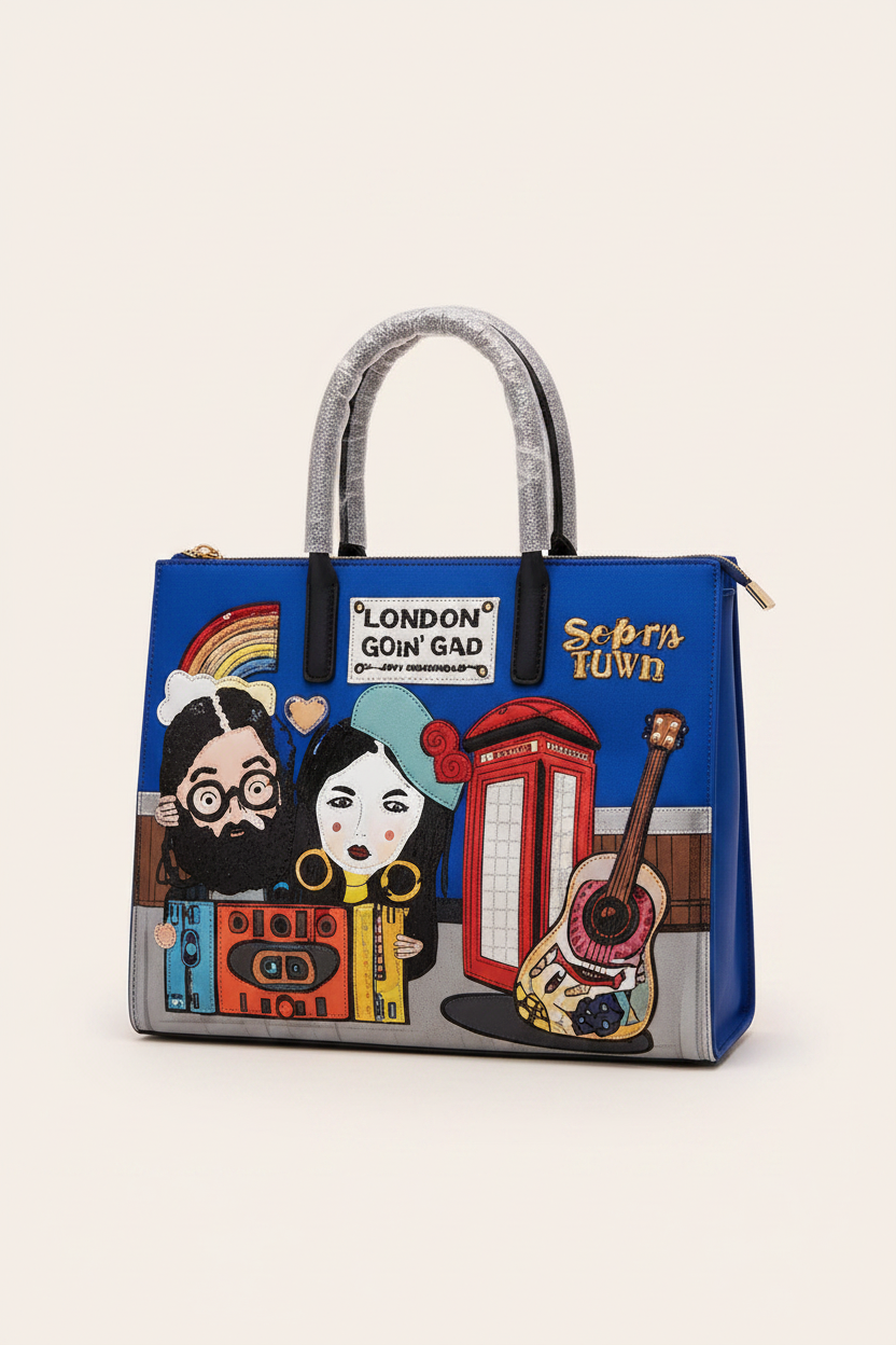 Blue Graphic Tote – Premium Studio Shot