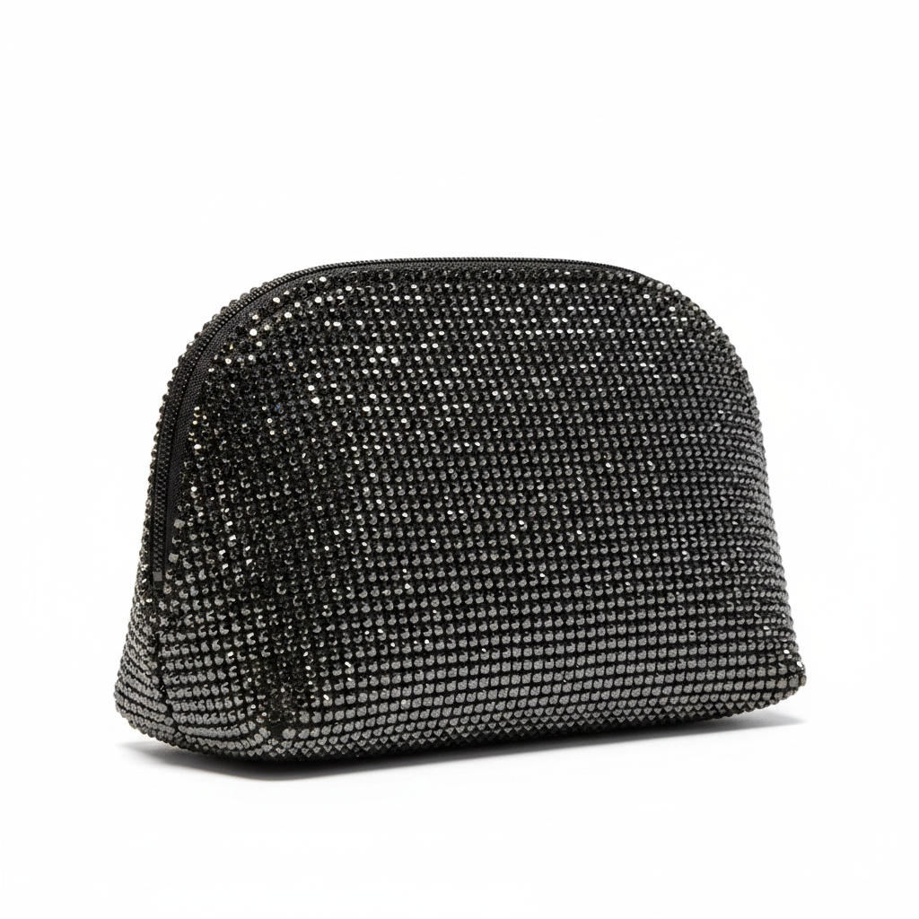 Dark Charcoal Crystal Mesh Pouch Hero