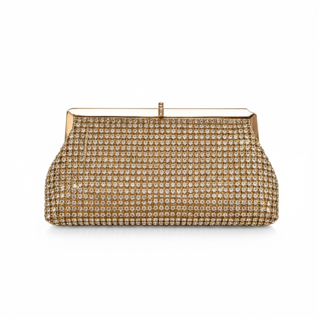 Gold Crystal Clutch Front