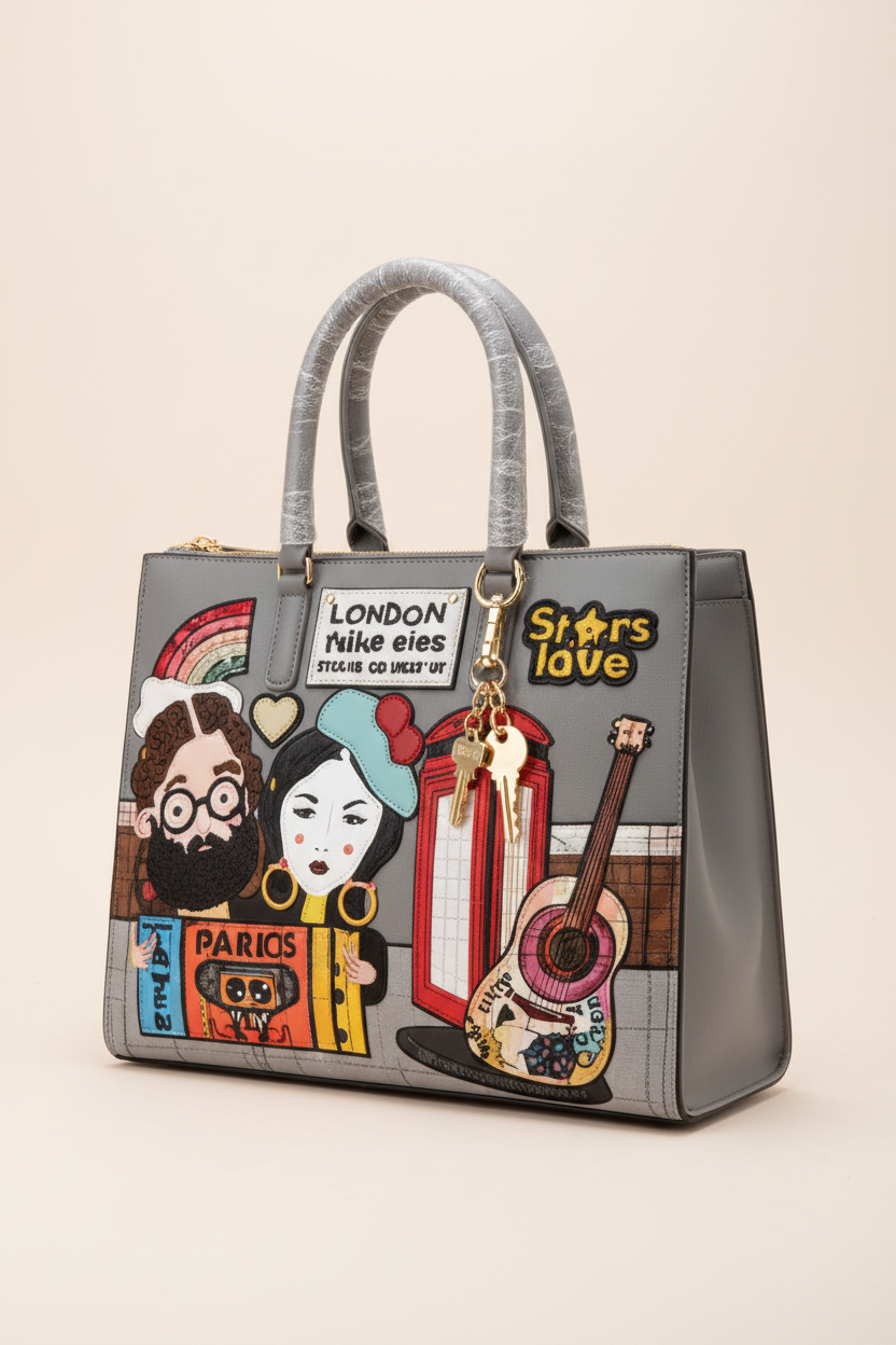 Grey Graphic Tote – Premium Studio Shot