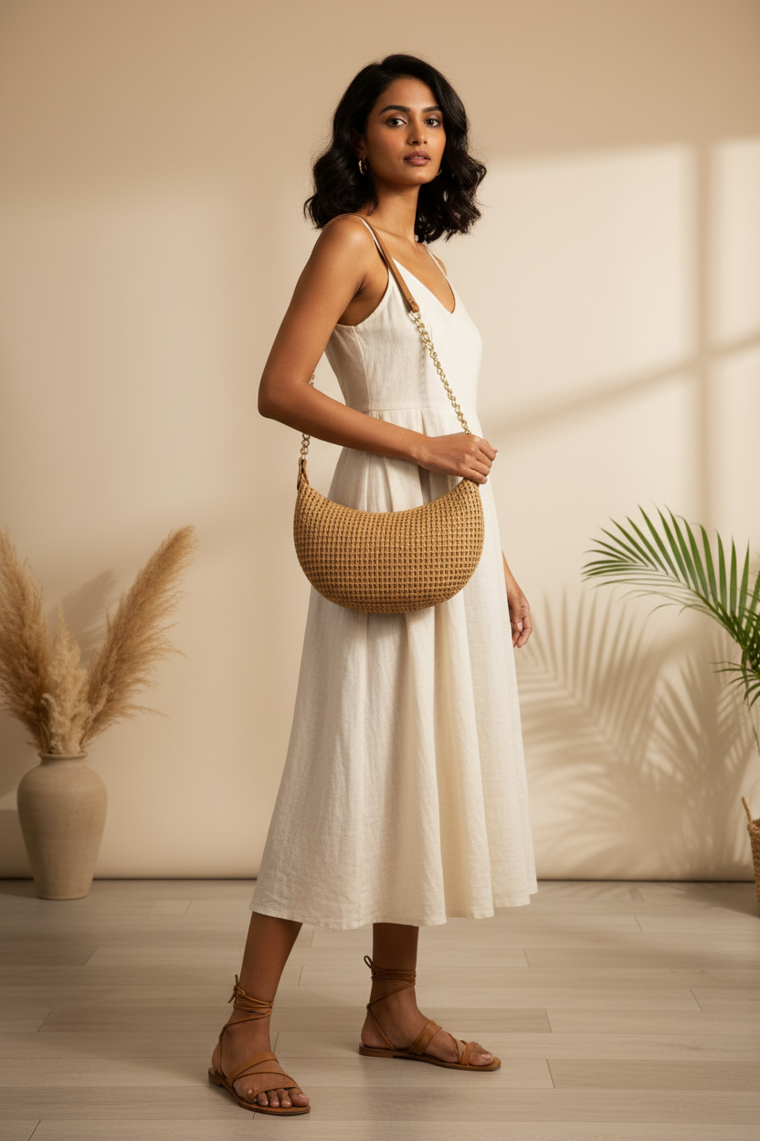 Indian Model with Jute Bag