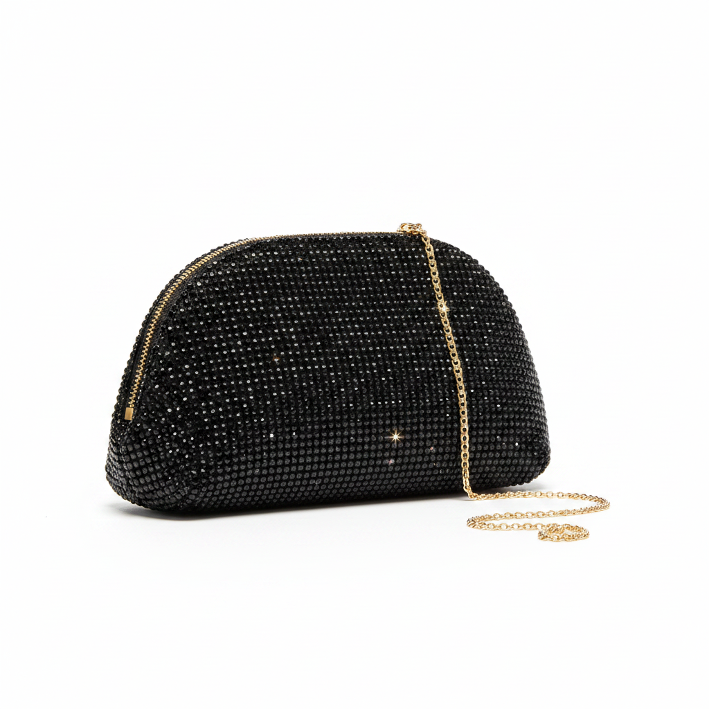 Jet Black Crystal Clutch Hero