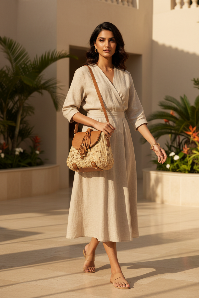 Luxury Resort Editorial — Woven Jute Handbag