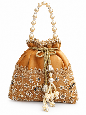 Pearl Embellished Velvet Potli Bag
