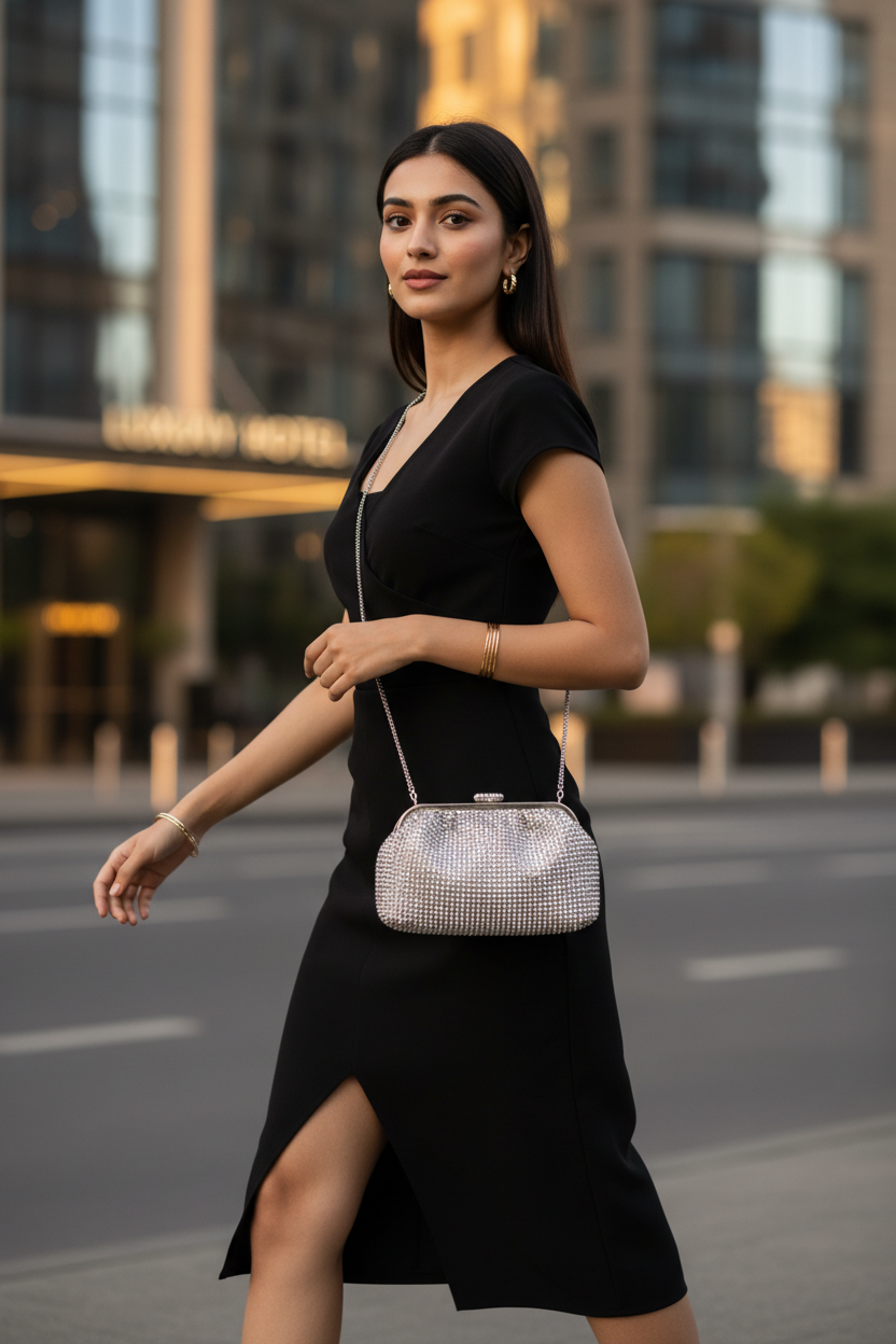 Silver Clutch Lifestyle Shot