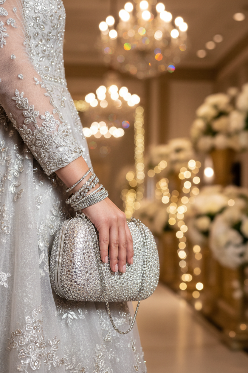 Silver Crystal Clutch Lifestyle