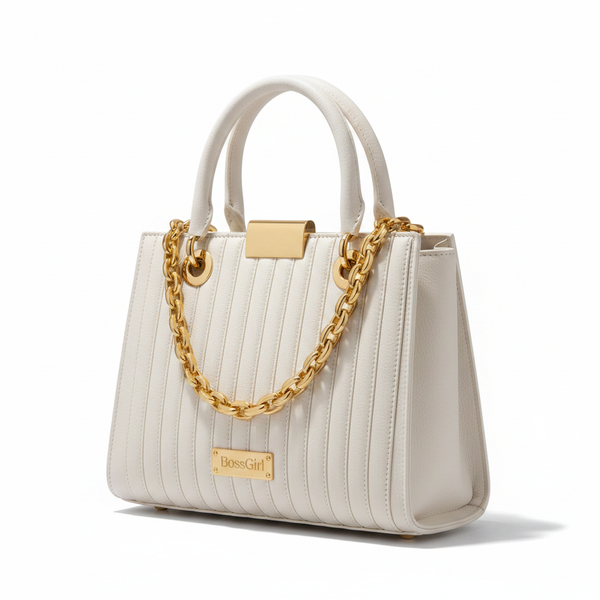 White Handbag Studio Shot