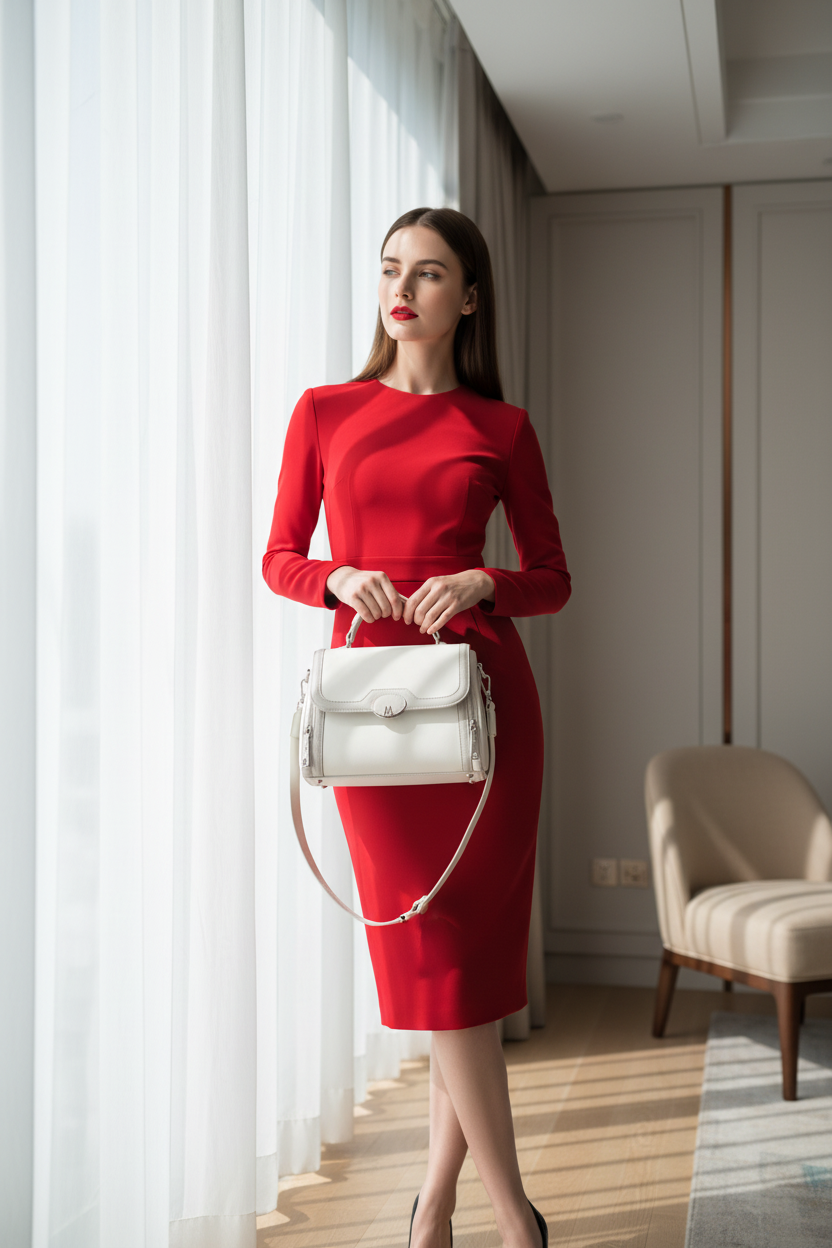 Window Red Dress
